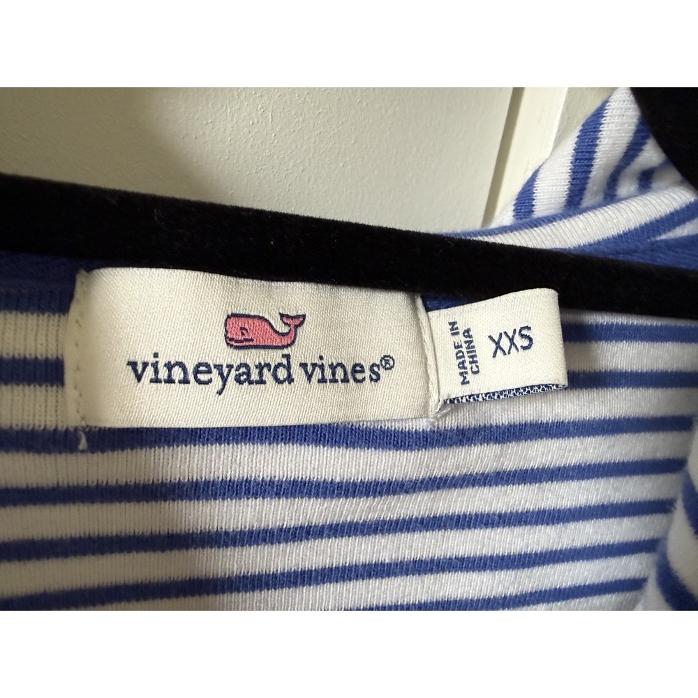 Vineyard Vines Women XXS Blue White Striped Hooded Tunic Dress Cotton Nautical - Picture 5 of 7